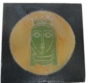 Alfaraz Spain Ceramic Art Tile Pottery 6" x 6 Vintage Princess Queen Crown - Picture 1 of 16