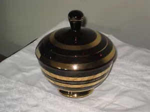 Vintage Amethyst Glass Gold Leaf Covered Candy Dish - Picture 1 of 8