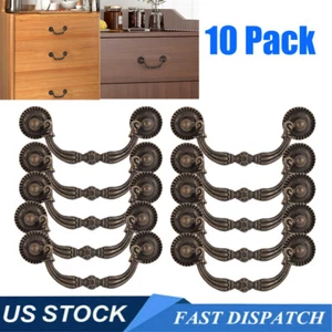 10Pack Drawer Pulls Vintage Drop Antique Bronze Cabinet Dresser Handles Knob - Picture 1 of 12