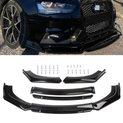Glossy Black Front Bumper Lip Splitter Spoiler For Audi A3 Quattro A4 A5 A6 A7 - Image 1 of 4