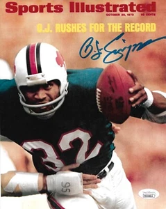 O.J. Foto 8x10 firmada autografiada por SIMPSON DEPORTES ILUSTRADOS con certificado de autenticidad JSA - Imagen 1 de 1