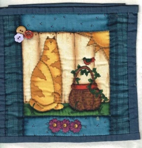 Cat Button Wall Hanging 21cm x 20cm Handmade in Victoria - Picture 1 of 2