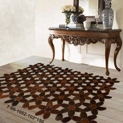 Modern floor rugs patchwork cow leather rug Bohemian new rugs 7-99. - Image 1 of 4