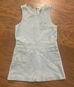 VTG 2003 Girls Size 7 Light Blue Gymboree Corduroy Jumper Dress 60s 70s Style - Picture 1 of 3