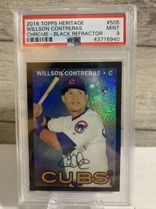 Willson Contreras 2016 Topps Heritage Chrome Black Refractor 27/67 PSA 9 Hot!! - Picture 1 of 6