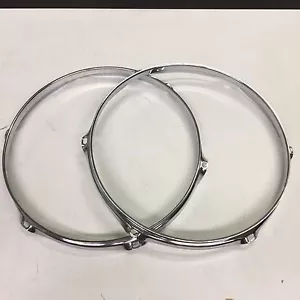 Drum Hardware Parts - Pair 12" - 6 Hole Chrome Drum Hoops - 1.9mm Triple Flange - Picture 1 of 3