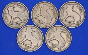 Collection of 5 Irish Threepences 3d coins, Hare, various dates [32133] - Picture 1 of 2