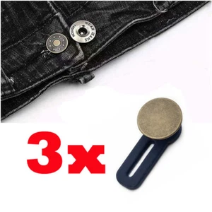 3x Unisex Waist Band Pant Extender Retractable PLAIN Button Trousers Jeans Skirt - Picture 1 of 5