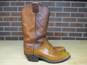 VINTAGE Olathe Cowboy Boots Mens 8.5 D Brown Leather Western Workwear 6492 USA - Picture 1 of 17