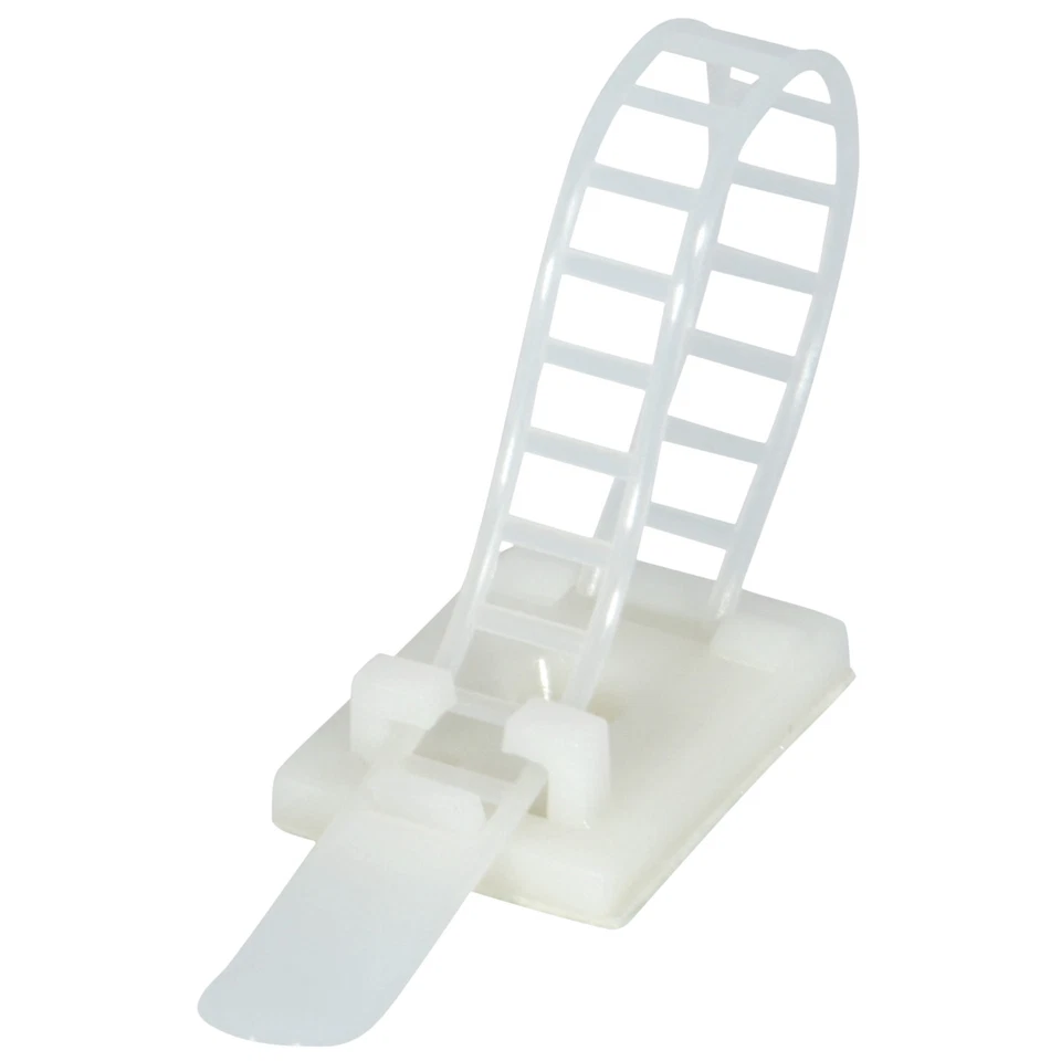 25x Adjustable Adhesive Cable Straps Cord Management Tie Mount Clips 1.0" White