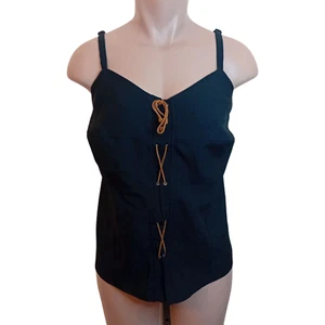 Vintage Y2K Un Deux Trois Corset Top Lace Up Bustier Tank Comfort Plus Size 20 - Picture 1 of 14