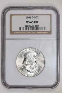 1961-D FRANKLIN HALF DOLLAR NGC MS65 FBL - Picture 1 of 2
