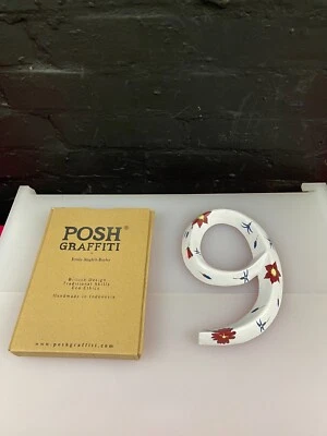 POSH GRAFFITI Decorative Floral Wooden Number 9 Measures 9 Inch - Image 1 of 4
