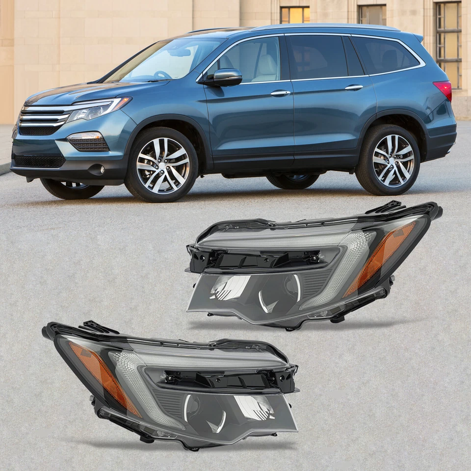 Headlight For 2016-2018 Honda Pilot 17-20 Ridgeline Halogen Headlamps Pair Set Foto 1 de 4