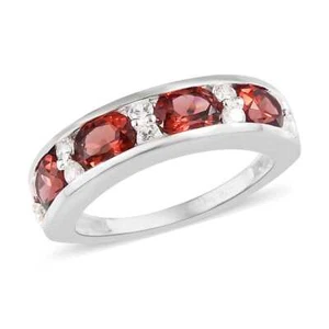 SWEET!! 2.00ctw Rose Garnet & Zircon Half Eternity Ring Sterling Silver Size 9 - Picture 1 of 6