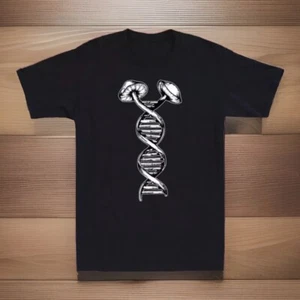 MUSHROOM DNA TShirt Adult Large Black Psychedelic Shroom Plant Medicine Mycology - Picture 1 of 2