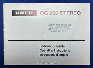 Original UHER Operating Instructions / CG 330 Stereo - Picture 1 of 1