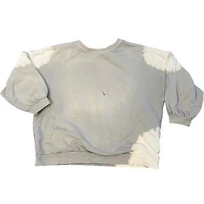 ALLSAINTS Women Sweatshirt Grey Storn Bleach Tie Dye Crewneck Pullover Size Med • 20€