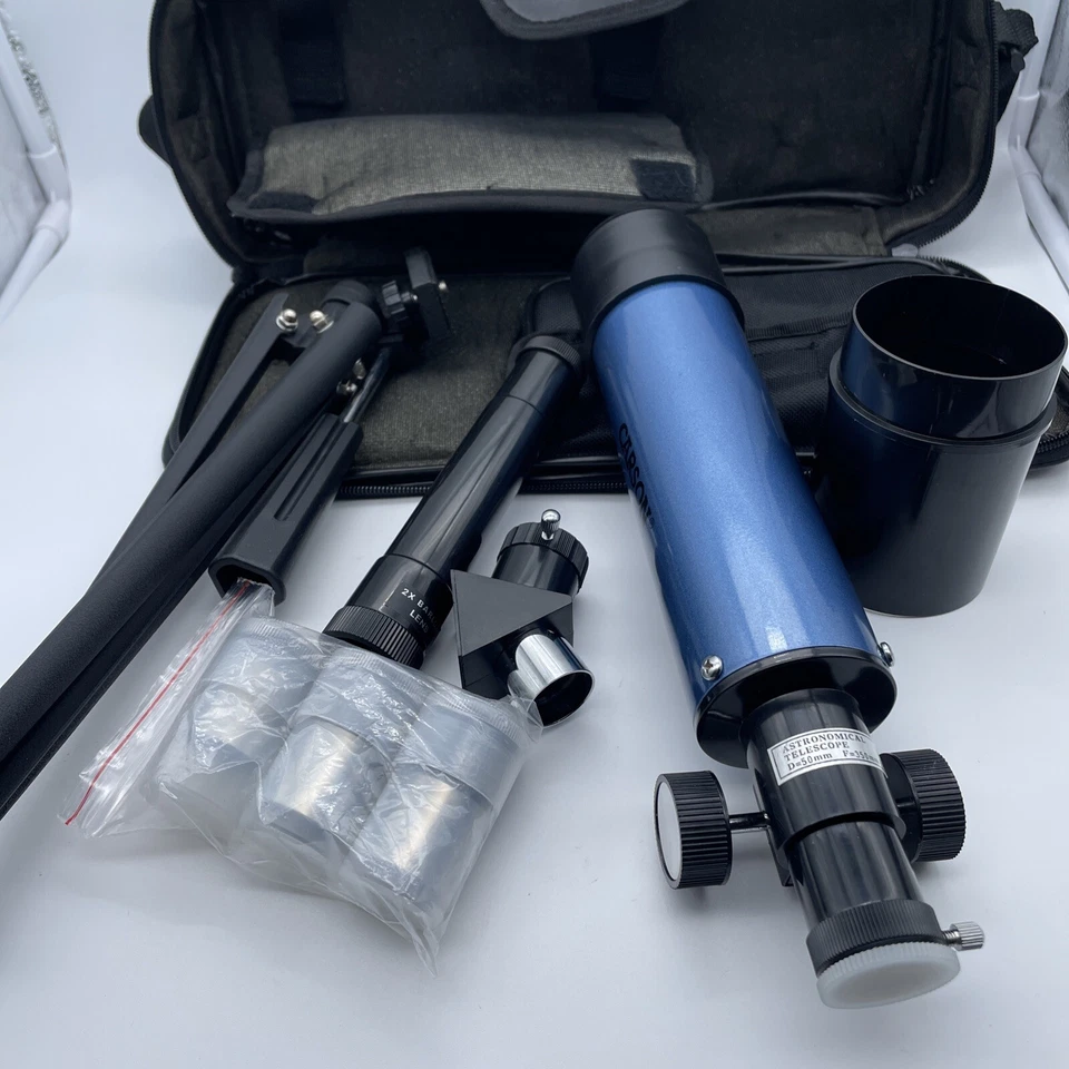 CARSON MTEL 50mm Refractor Telescope W/Tabletop Tripod Case Older Model 4/Parts - Image 1 of 4