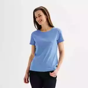 Camiseta para mujer Croft & Barrow Essential cuello redondo azul starburst talla M y L - Imagen 1 de 5