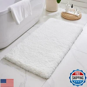 ILANGO White Bathroom Rugs 48" × 24" Non Slip and Super Absorbent Extra Thick - Picture 1 of 5