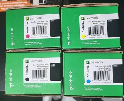 Lexmark High Yield toners 74c1hk0 74c1hm0 74c1hY0 74c1hc0 set. -New - Image 1 of 2