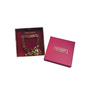 Juicy Couture Gold Kette Glieder Armband Herz J Charms Zepter Knebelverschluss Neu im Karton - Bild 1 von 11