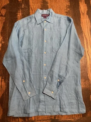 Ralph Lauren Purple Label Linen Shirt Baby Blue Fits Mens Large Rare - Image 1 of 4