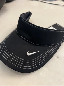 Black Nike Golf DriFit Sun Visor Embroidered White Swoosh Unisex Men Women OSFA - Picture 1 of 3