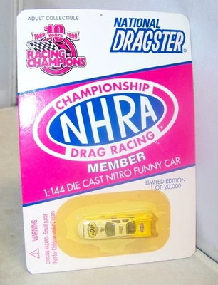 1:144 CAMPEONES DE CARRERAS 1999 NATIONAL DRAGSTER DODGE NHRA FUNNYCAR COCHE MIEMBRO NUEVO EN PAQUETE Foto 1 de 3