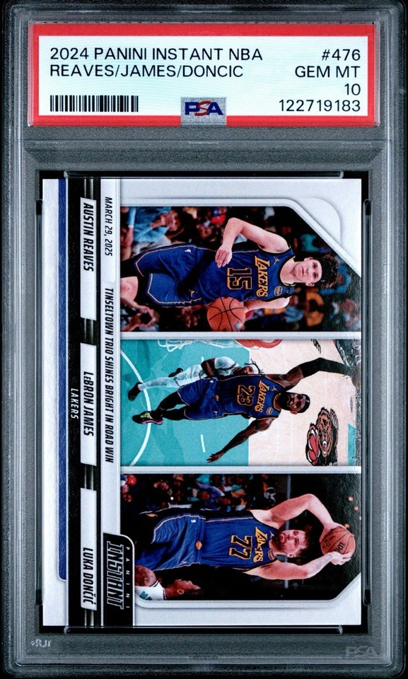 Panini Instant #476 2024-25 Austin Reaves/Lebron James/Luka Doncic PSA 10 POP 20 Foto 1 de 2