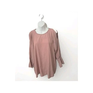 J JILL Top Mauve Cold Shoulder Bell Sleeves Tunic Blouse Women's SZ S - Picture 1 of 7