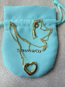Tiffany & Co. 18k Yellow Gold Paloma Loving Heart Peretti Chain Necklace 16" - Picture 1 of 9