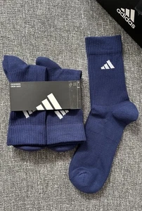 Adidas Calze Crew Cotone Imbottito Grandi 7-11 Uk Regalo Uomo Donna Blu Navy Palestra - Foto 1 di 5