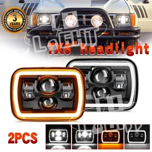 Pair 7x6'' 5x7" LED Headlights Hi/Lo Z-Beam DRL For Nissan Hardbody D21 Pickup - Picture 1 of 12