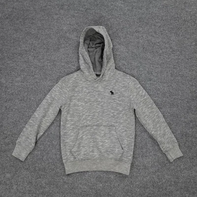 Abercrombie Kids Hoodie Youth 7/8 Gray Heather Pullover Kangaroo Pocket Moose - Image 1 of 4
