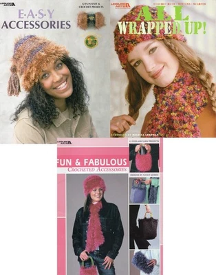 Lote De Colección De 3 Libros De Ganchillo Y Tejido - 32 Diseños - Sombreros, Bufandas, Monedero, Envolturas Foto 1 de 4