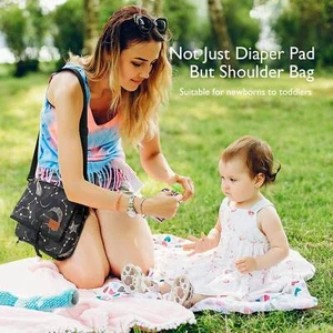 Large Portable Diaper Changing Pad-Waterproof,for 0-12 Months,with Wipes Pocket - Picture 1 of 14