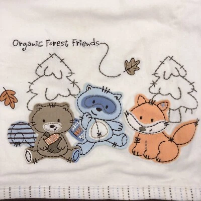 Manta de bebé de algodón orgánico Forest Friends zorro oso nueva con etiquetas cultivada orgánicamente Foto 1 de 4