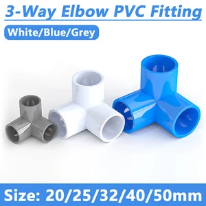 3-Way Elbow PVC Fitting 20/25/32/40/50mm Socket Connector Coupling Pipe Fittings - Picture 1 of 19