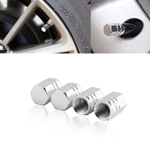 4pcs Silver Aluminum Valve Stem Cap Wheel Tire Dust Cover Car Truck SUV Bike ATV - Picture 1 of 5