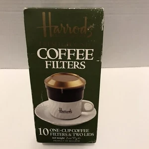 Harrods Knightsbridge Fresh Ground Coffee Filters ~ 10 One-Cup Filters & 2 Lids - Picture 1 of 2