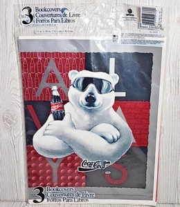 Juego de 3 cubiertas de libro Coca-Cola Coke Bears 13"x20" 1995 NUEVO Stuart Hall NUEVO - Imagen 1 de 5