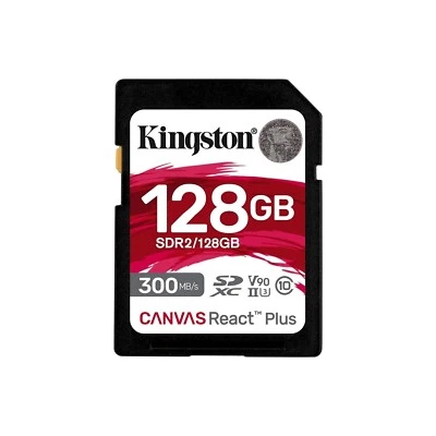 Kingston Canvas React Plus 128GB SD Card | SDXC UHS-II | 300R/260W U3 V90 - Image 1 of 3