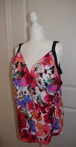 AVENUE Swim Women's Plus Size 22/24 Tank Top Swimsuit Pink Purple Coral Floral - Picture 1 of 7