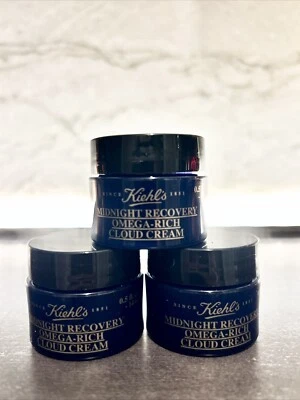 3x Kiehl's Midnight Recovery Omega Rich Cloud Face Cream 0.5 oz / 14 mL Lot of 3 - Image 1 of 3