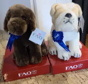 Peluche de laboratorio de chocolate y bulldog inglés negro de la FAO con cajas cachorro - Imagen 1 de 11