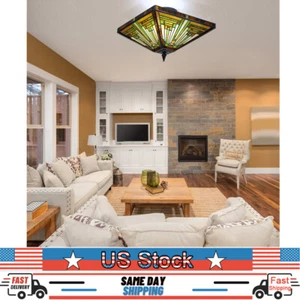 Retro Ceiling Light Tiffany Style Chandelier Fixture Decor Stained Glass Lamp - Picture 1 of 14