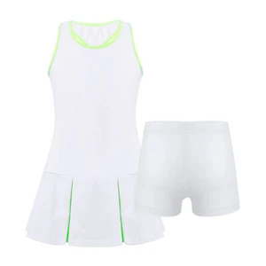 Kids Girls Sportswear Cheer Leader Fancy Dress Uniform Tennis Dress Shorts Set - Picture 1 of 67