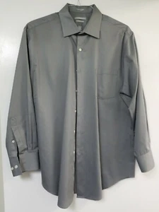 Van Heusen Dress Shirt Men's Wrinkle Free Long Sleeve Gray Sz 17x32-33 - Picture 1 of 4